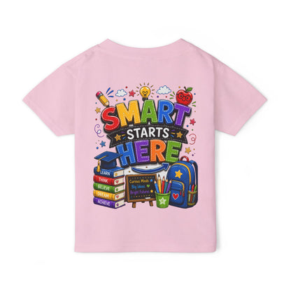 Toddler T-Shirt - "Smart Starts Here" Back-to-School Schoolhouse Design
