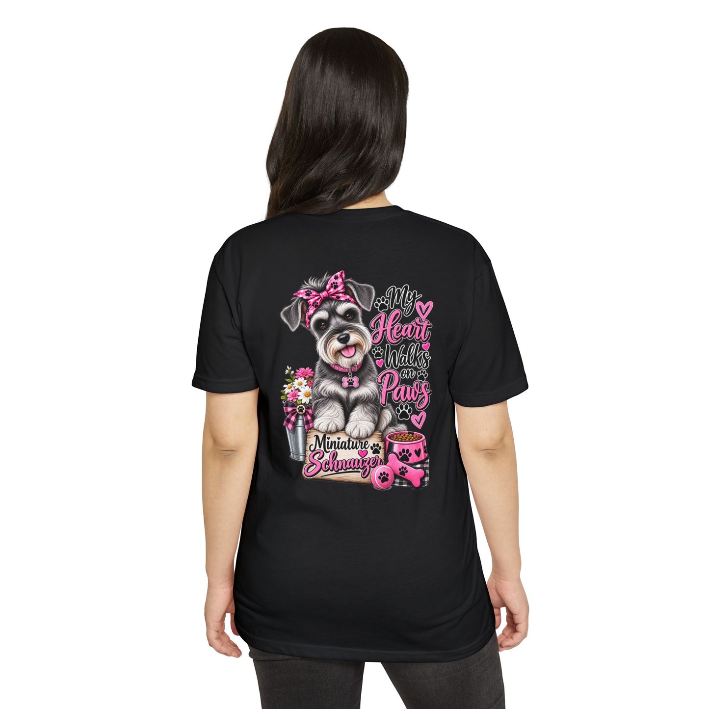 Miniature Schnauzer T-Shirt - "My Heart Walks on Paws" Cute Dog Tee