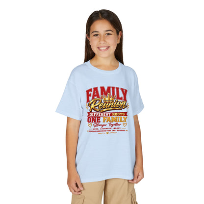 Family Reunion Youth T-Shirt — "Different Roots One Family" Kids Reunion Tee