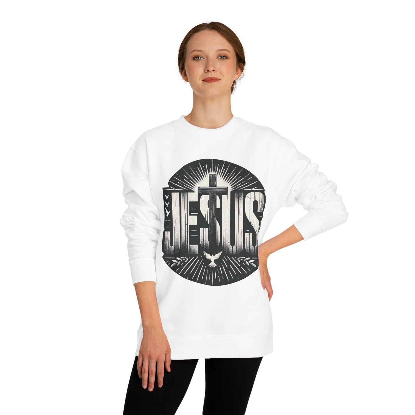Jesus Graphic Sweatshirt — Vintage Religious Cross & Lamb Crewneck