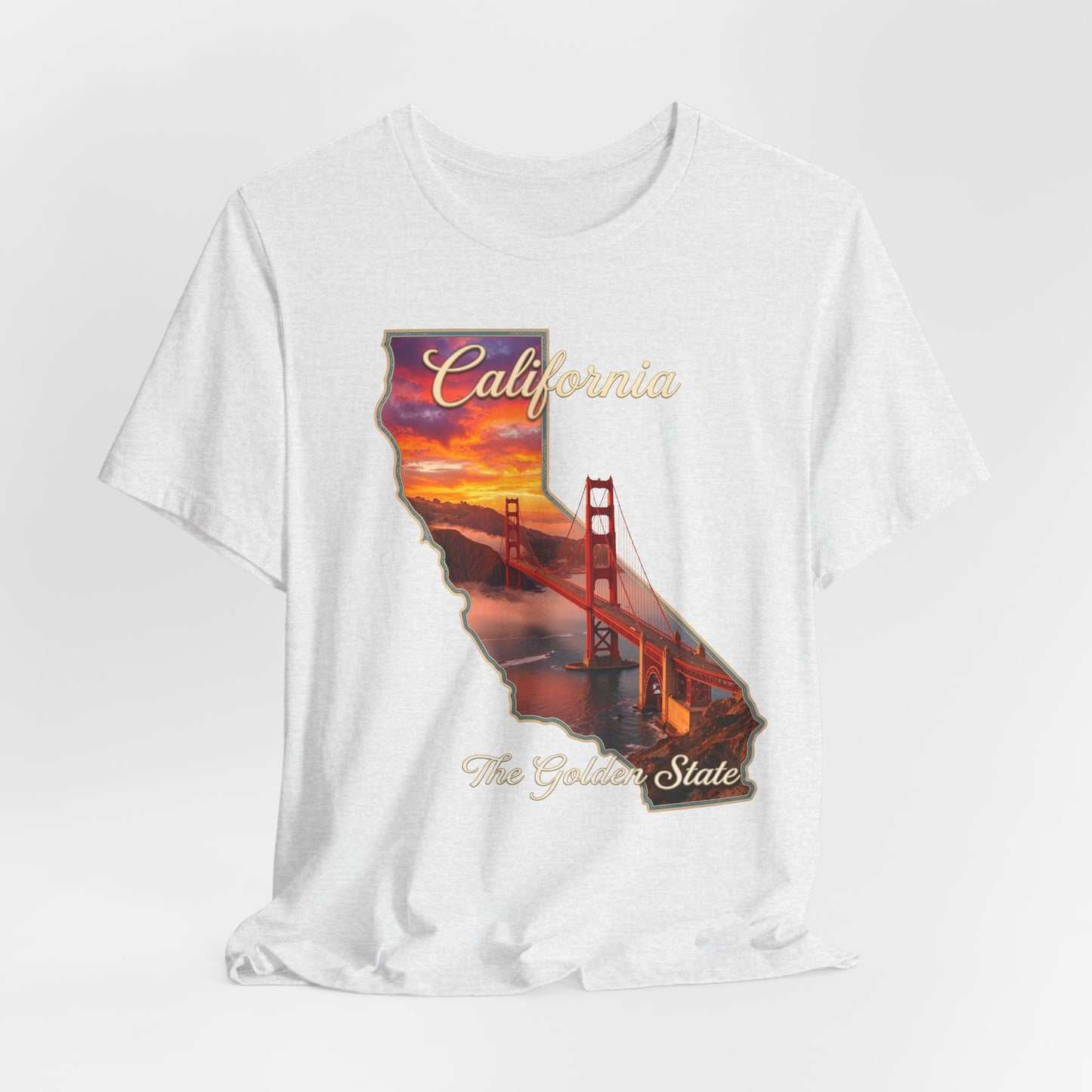 California Golden Gate Tee — "California The Golden State" Sunset Map T-Shirt