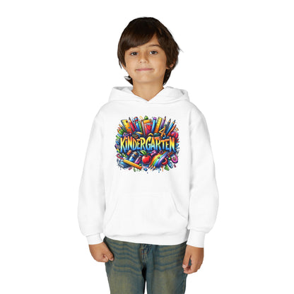 Kindergarten Kids Hoodie — Colorful School Supplies Back-to-School Sweatshirt