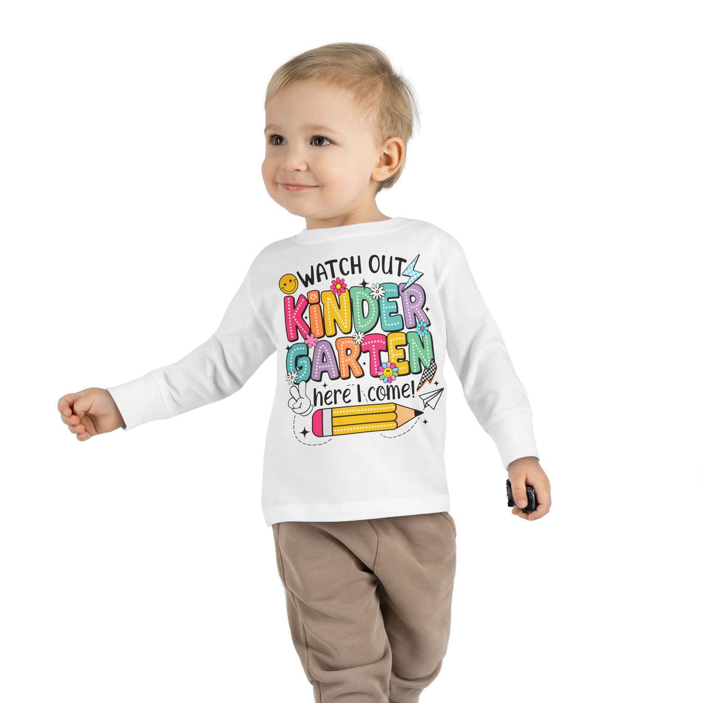 Kindergarten Here I Come Toddler Long Sleeve Tee