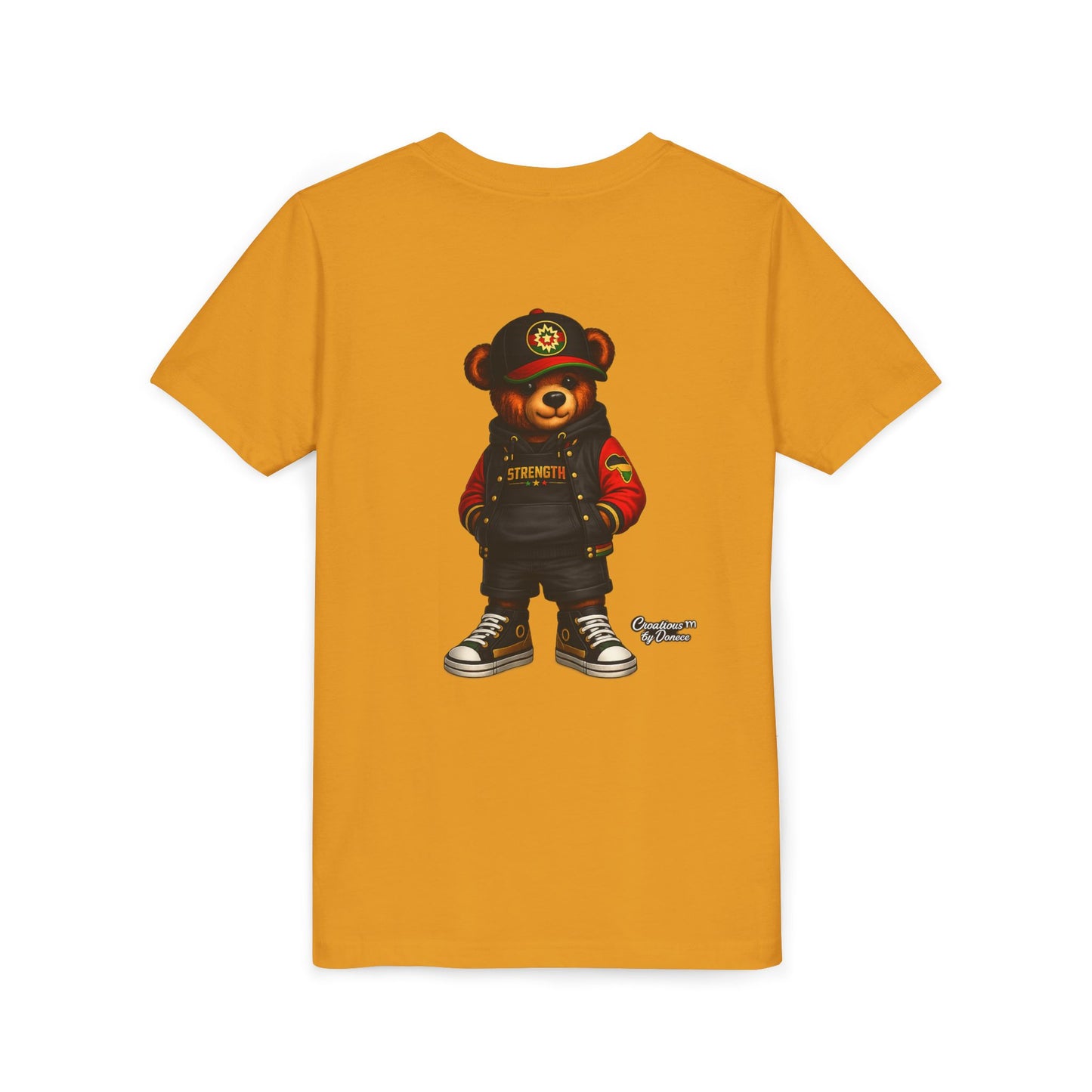 Kids Teddy Bear Streetwear Tee — 'Strength' Graphic Youth T-Shirt