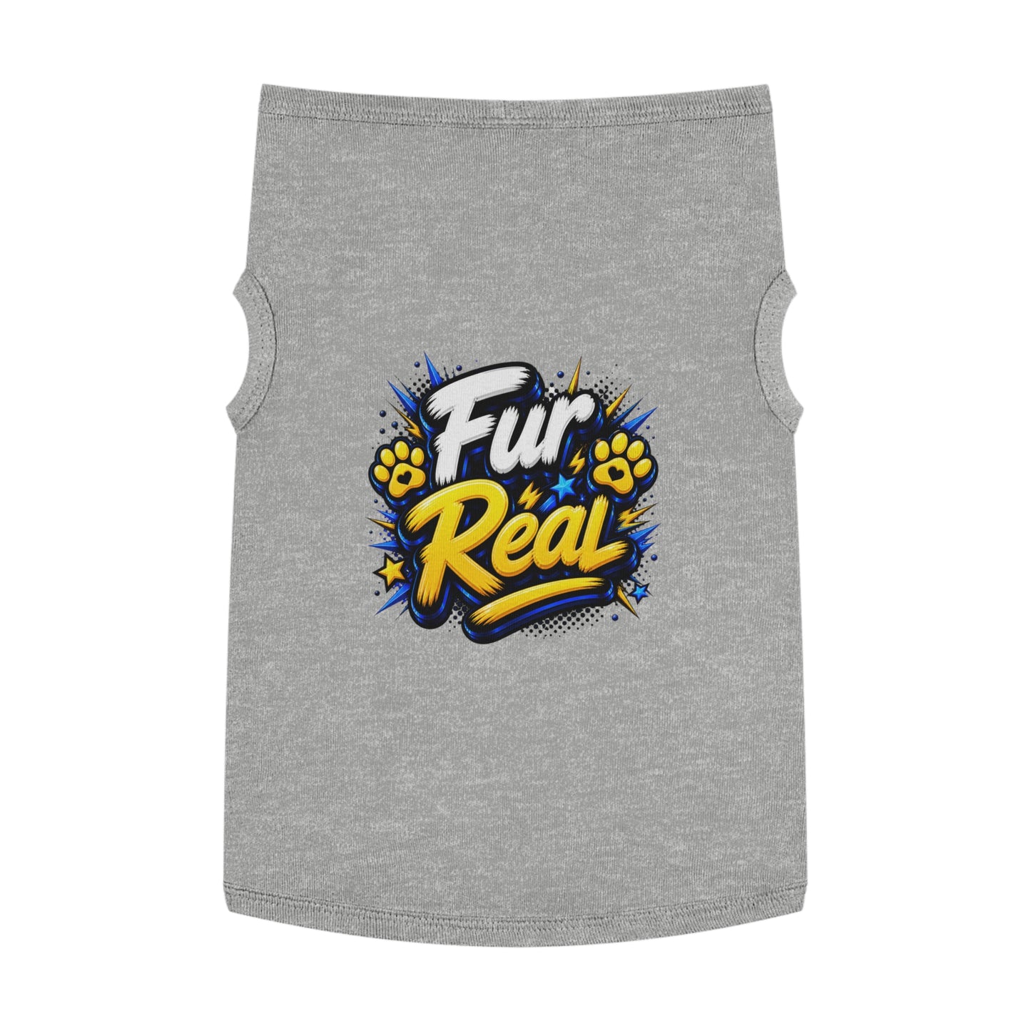 Pet Tank Top - "Fur Real" Graphic Dog & Cat Shirt, Funny Paw Print Pet Tee for Small Dogs & Cats