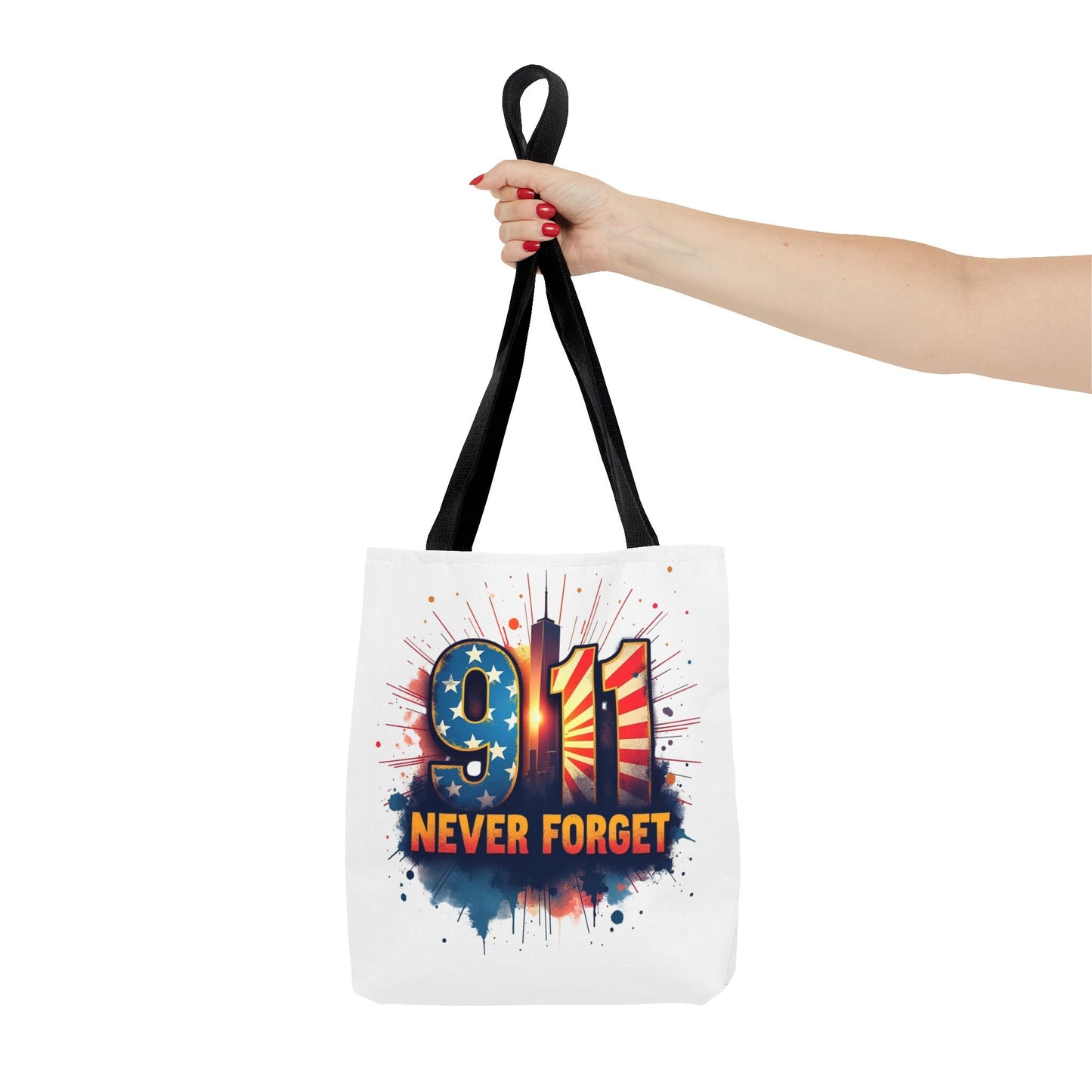 9/11 Never Forget Tote Bag — Patriotic Memorial Tribute Tote