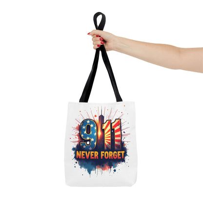 9/11 Never Forget Tote Bag — Patriotic Memorial Tribute Tote