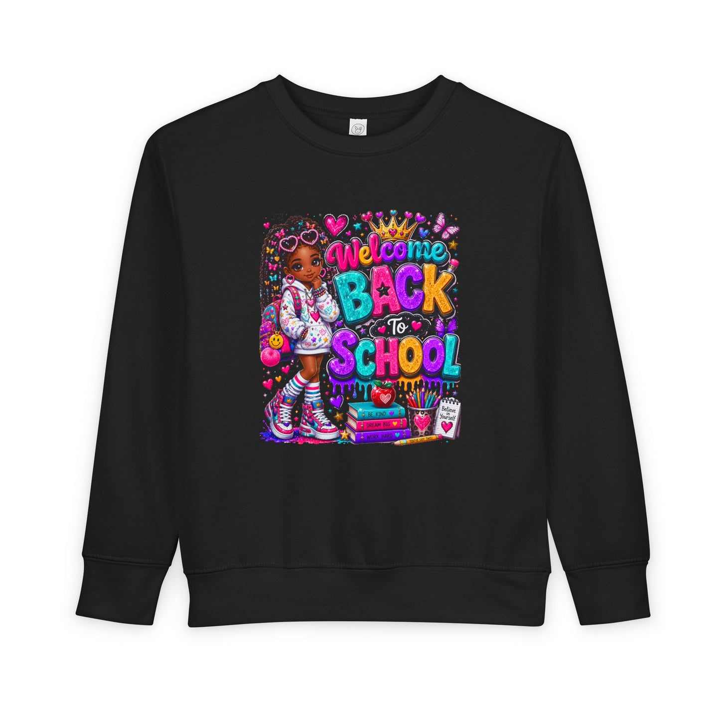 Welcome Back to School Toddler Sweatshirt — Cute African American Girl School Outfit