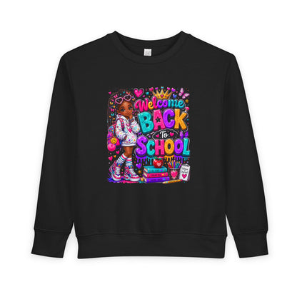 Welcome Back to School Toddler Sweatshirt — Cute African American Girl School Outfit