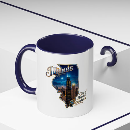 Illinois Skyline Accent Coffee Mug – City of Broad Shoulders Chicago Design (11/15oz)