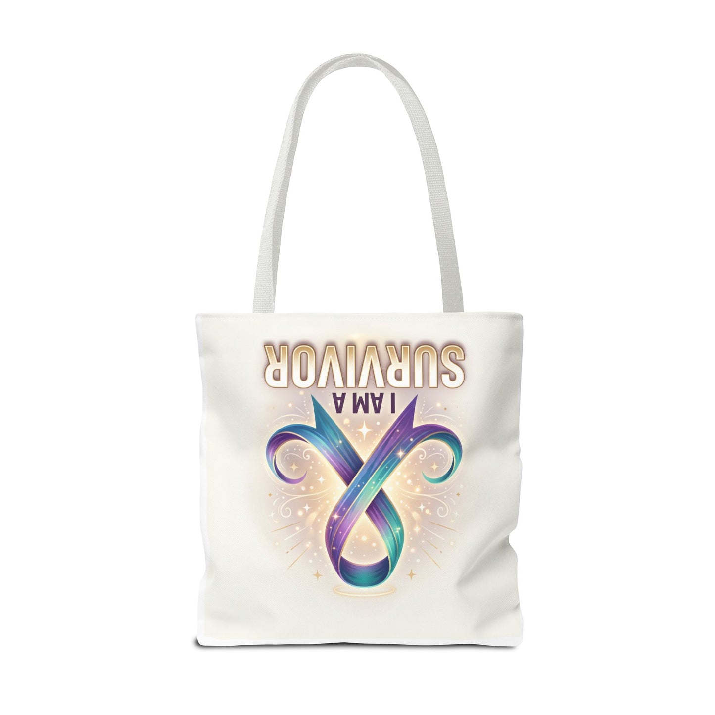 Survivor Ribbon Tote Bag - "I Am a Survivor" Awareness Reusable Shopper