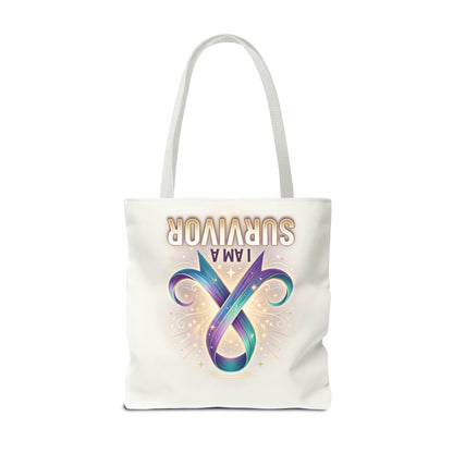 Survivor Ribbon Tote Bag - "I Am a Survivor" Awareness Reusable Shopper