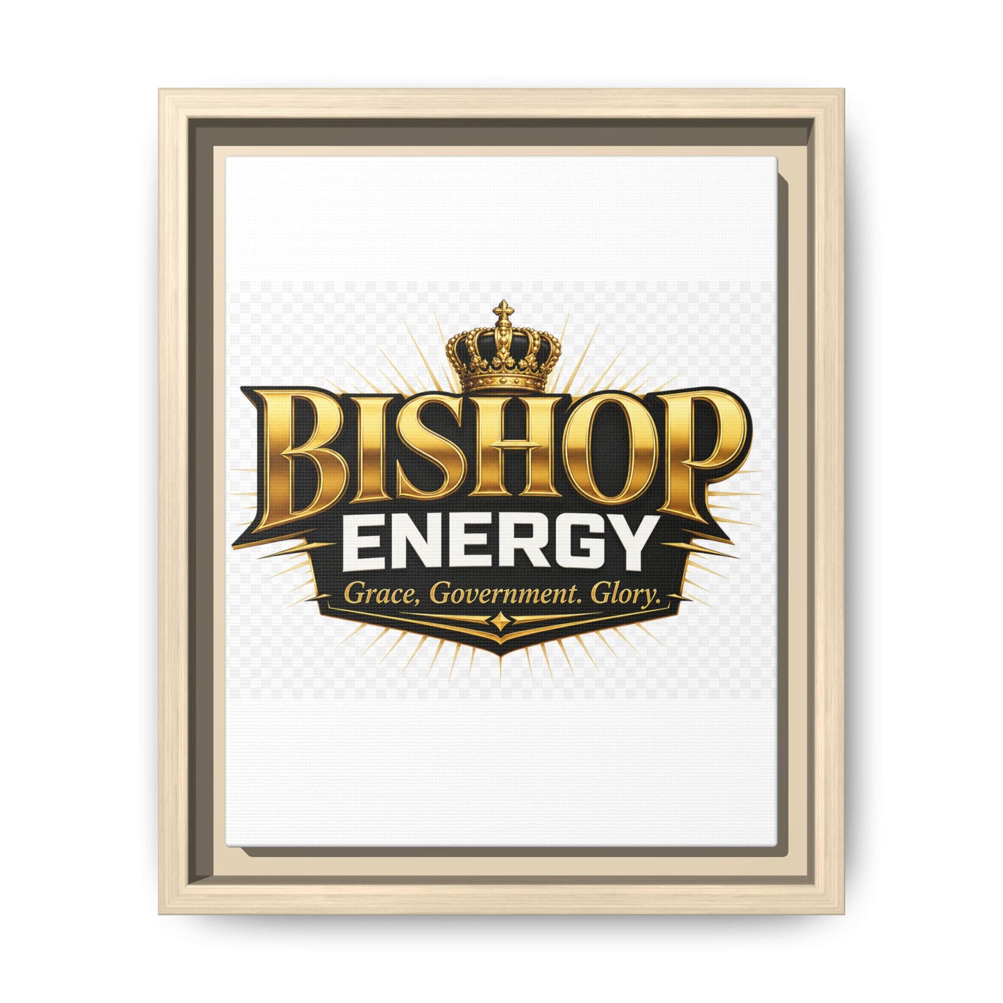 Framed Canvas Art - "Bishop Energy" Gold Crown Logo (Matte)
