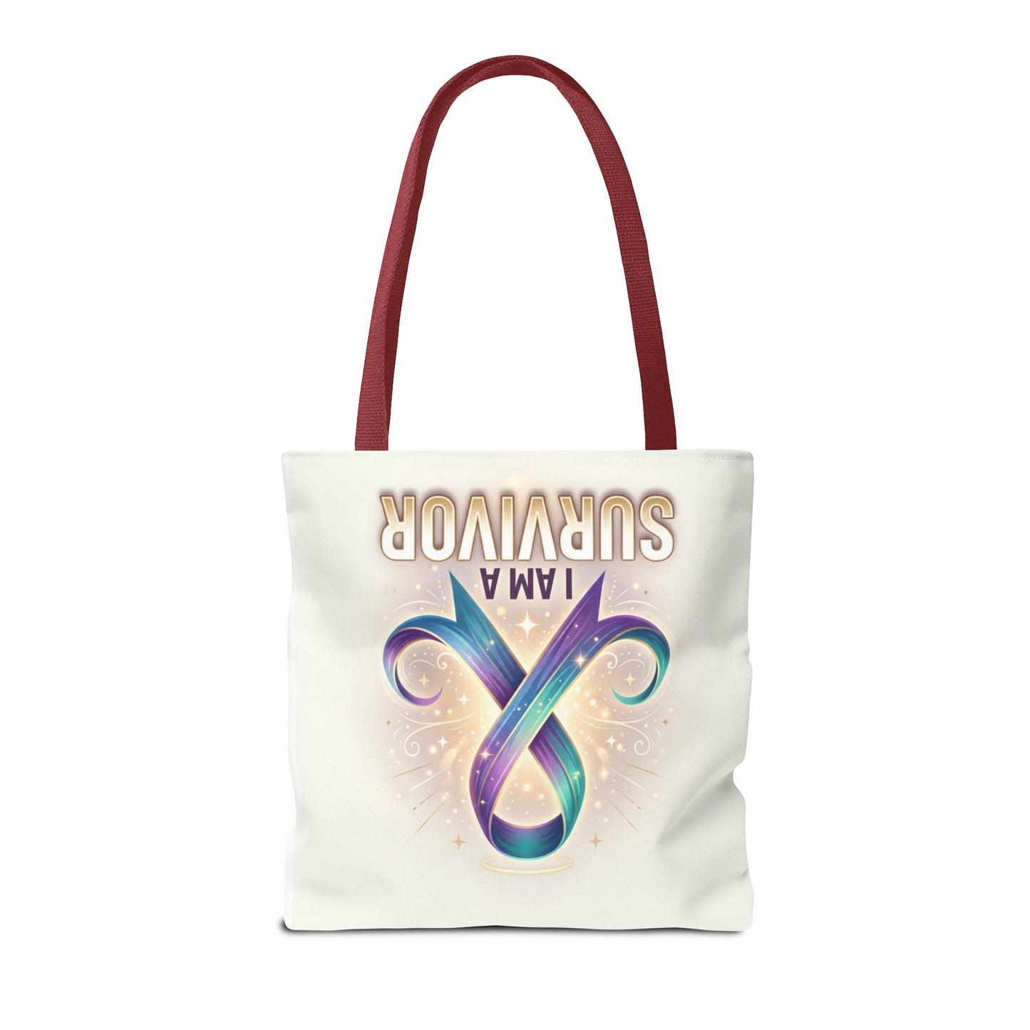Survivor Ribbon Tote Bag - "I Am a Survivor" Awareness Reusable Shopper