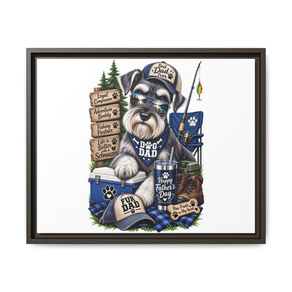 Dog Dad Schnauzer Father's Day Framed Canvas Wall Art — Fishing & Camping Pet Gift