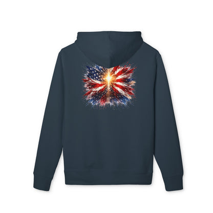 American Flag Explosion Hoodie — Patriotic Firework Pullover