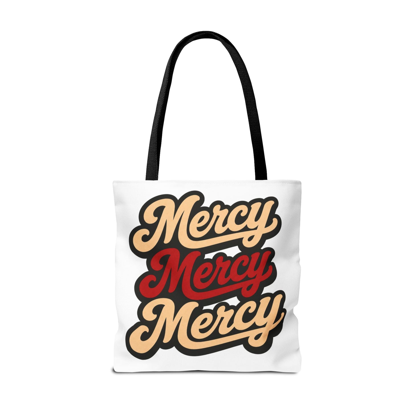 Mercy Mercy Mercy Retro Script Tote Bag — Vintage Typography Canvas Tote