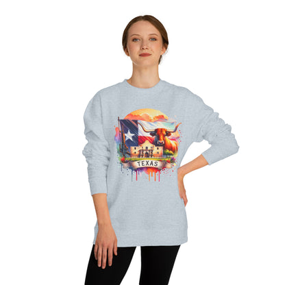 Texas Watercolor Flag Sweatshirt — Longhorn & Alamo Graphic