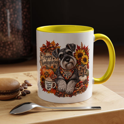 Thanksgiving Schnauzer Coffee Mug — 'Happy Thanksgiving' Autumn Dog Mug (11/15oz)