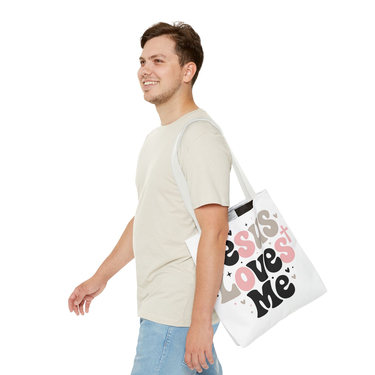 Jesus Loves Me Tote Bag - Faith-Inspired Christian Scripture Canvas Tote