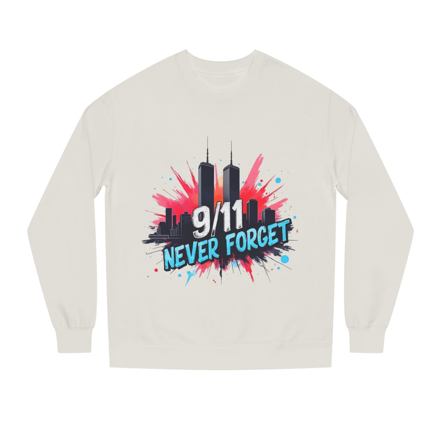 9/11 Never Forget Sweatshirt - Tribute Crewneck with Twin Towers Graphic