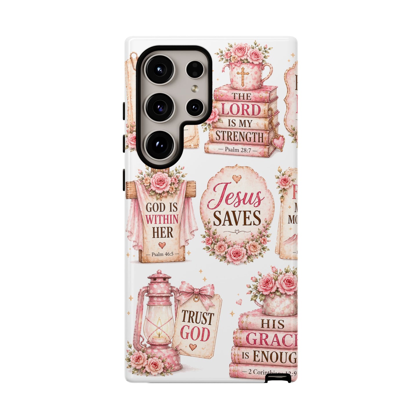 Faith Phone Case — 'Jesus Saves' Floral Christian Scripture iPhone Case