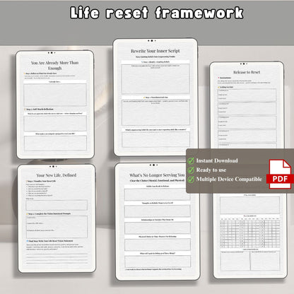 Life Reset Framework Printable | Personal Growth, Clarity & Habit Reset Planner