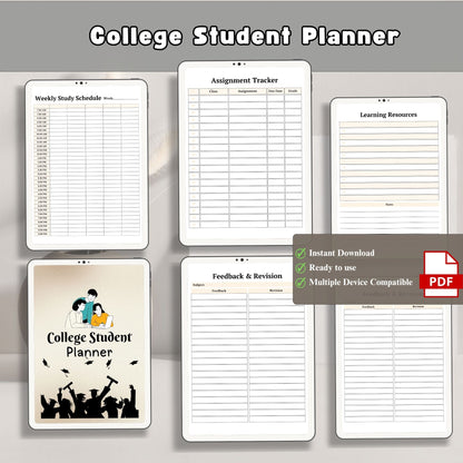 College Student Planner | Academic Success Planner | Assignment & Study Tracker | University Productivity Planner PDF