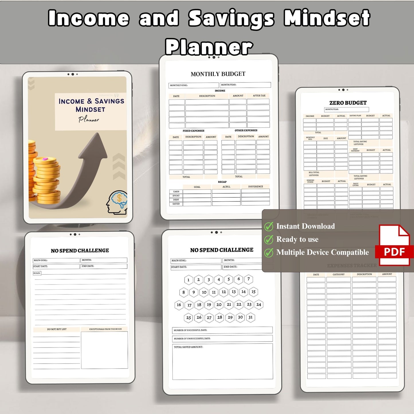 Income & Savings Mindset Planner | Money Mindset & Financial Growth Planner | Budget & Wealth Building Printable