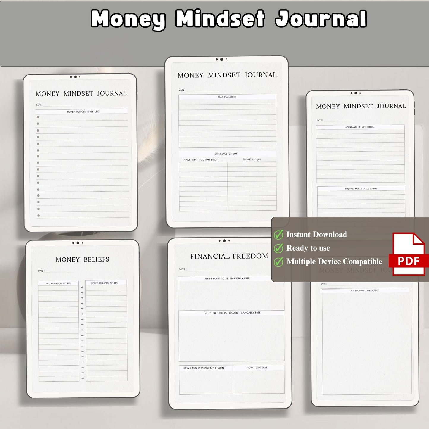 Money Mindset Journal Printable | Financial Growth, Abundance & Wealth Thinking Workbook
