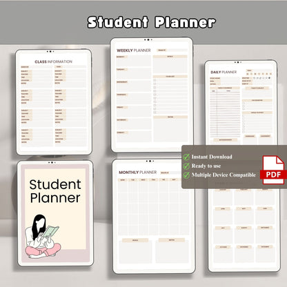 Student Planner | Academic Success Organizer | Study Schedule & Assignment Tracker | School Productivity Planner PDF