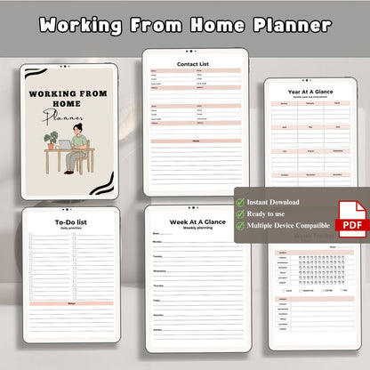 Work From Home Planner | Remote Work Productivity System | Daily Task & Focus Planner | Home Office Organizer PDF