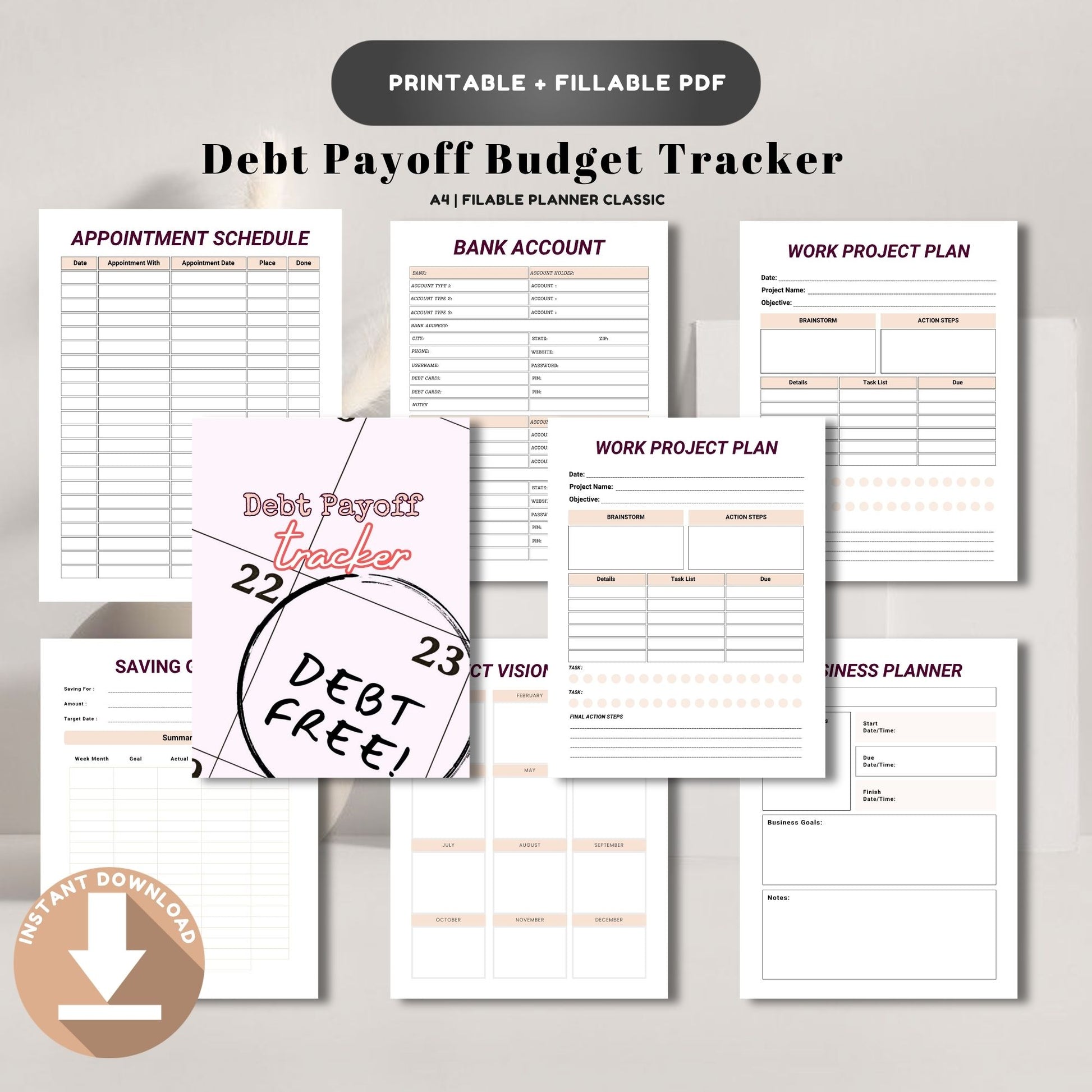 debt tracker, debt payoff, budget planner, money tracker, finance tracker, debt free, savings planner, budget sheet, finance pdf, debt planner, printable budget, loan tracker, money planner