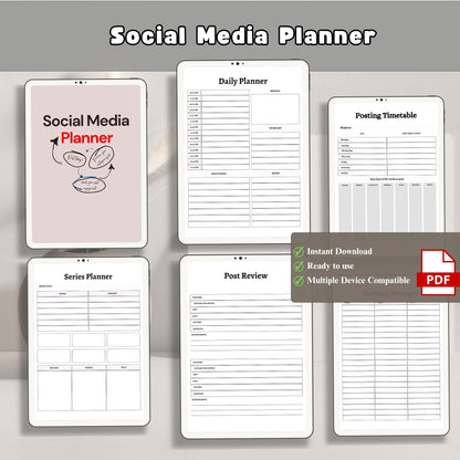Social Media Planner | Content Planner & Strategy Tracker | Instagram & TikTok Planner | Marketing Planner Printable