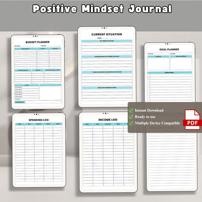 Positive Mindset Journal Printable | Daily Gratitude, Confidence & Self-Growth Workbook