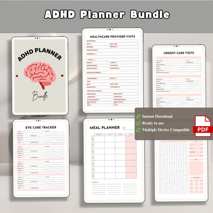 ADHD Planner Bundle | Focus & Productivity System | Daily, Weekly & Habit Planner for ADHD Adults & Students
