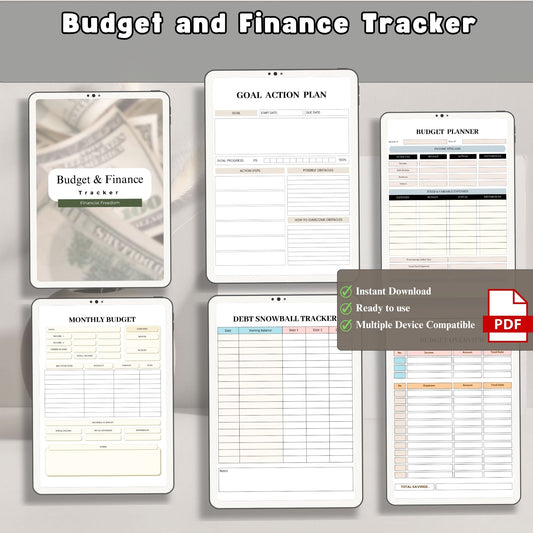Budget & Finance Tracker Printable | Monthly Expense, Savings & Money Planner
