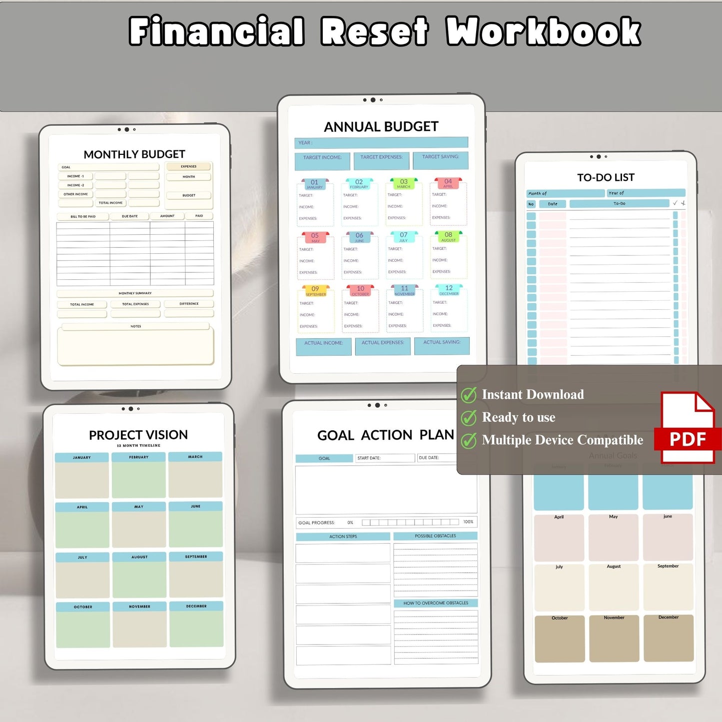 Financial Reset Workbook Printable | Budget Recovery & Money Mindset Transformation Planner