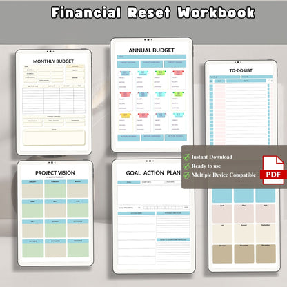 Financial Reset Workbook Printable | Budget Recovery & Money Mindset Transformation Planner