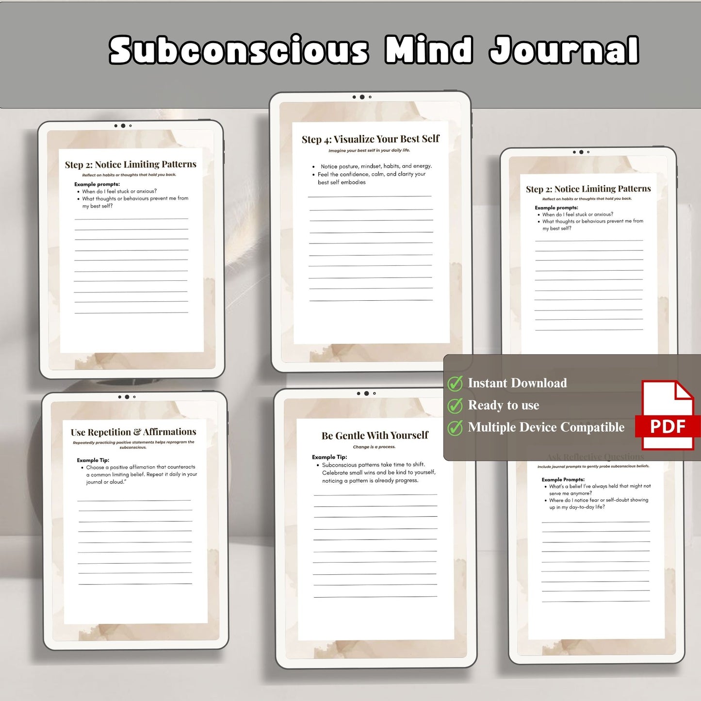 Subconscious Mind Journal Printable | Inner Healing, Thought Rewiring & Mindset Reset Workbook