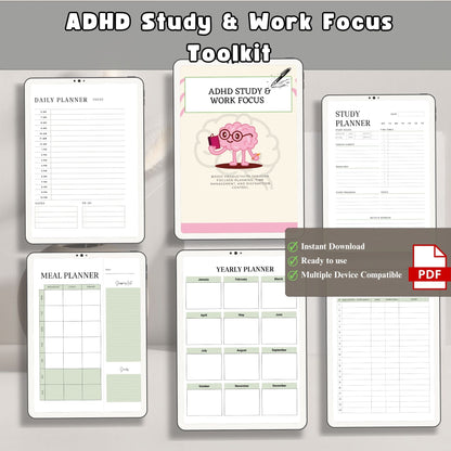 ADHD Study & Work Focus Toolkit | Productivity System for Students & Professionals | Focus Planner & Task Management