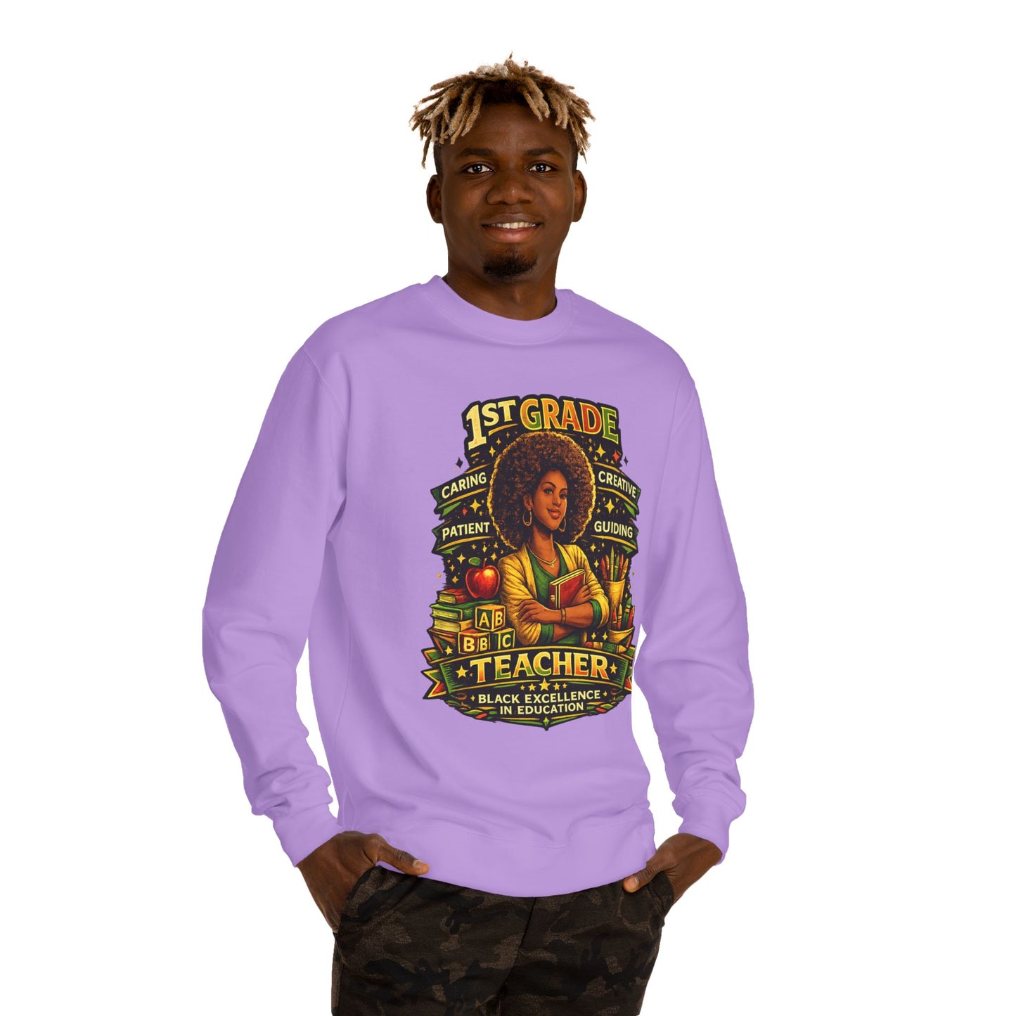 1st Grade Teacher Sweatshirt — Black Excellence in Education Crewneck