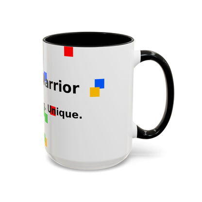 Autism Warrior Accent Coffee Mug – Bold Puzzle Pieces, Proud. Strong. Unique. (11/15oz)