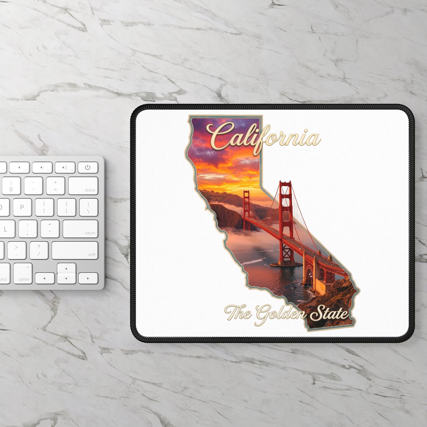 California Golden State Mouse Pad — Golden Gate Bridge Sunset Gaming Pad