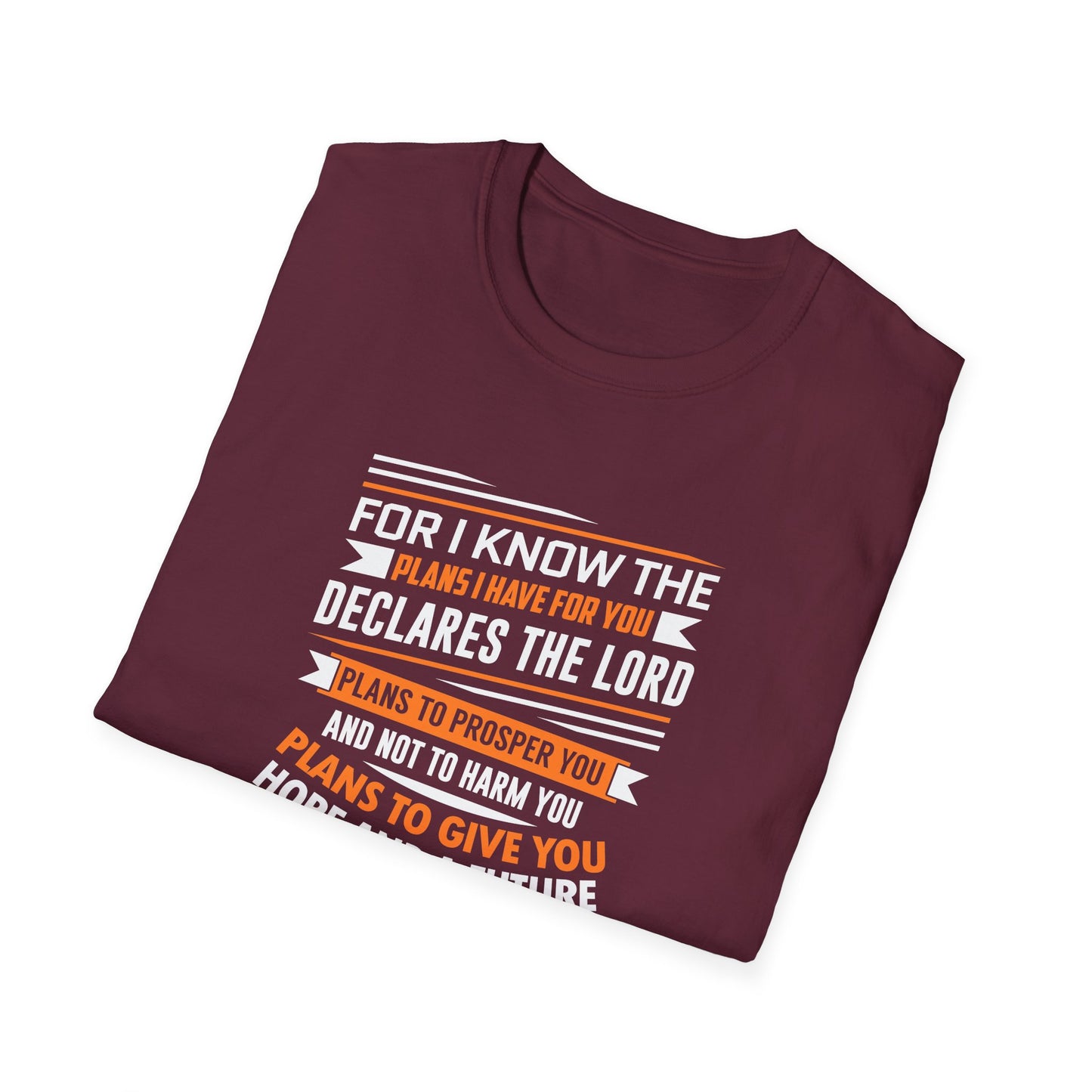 For I Know the Plans I Nave for You Declares the Lord Plans to Prosper You and Not to Harm You Plans to Give You Hope and a Future T-Shirt