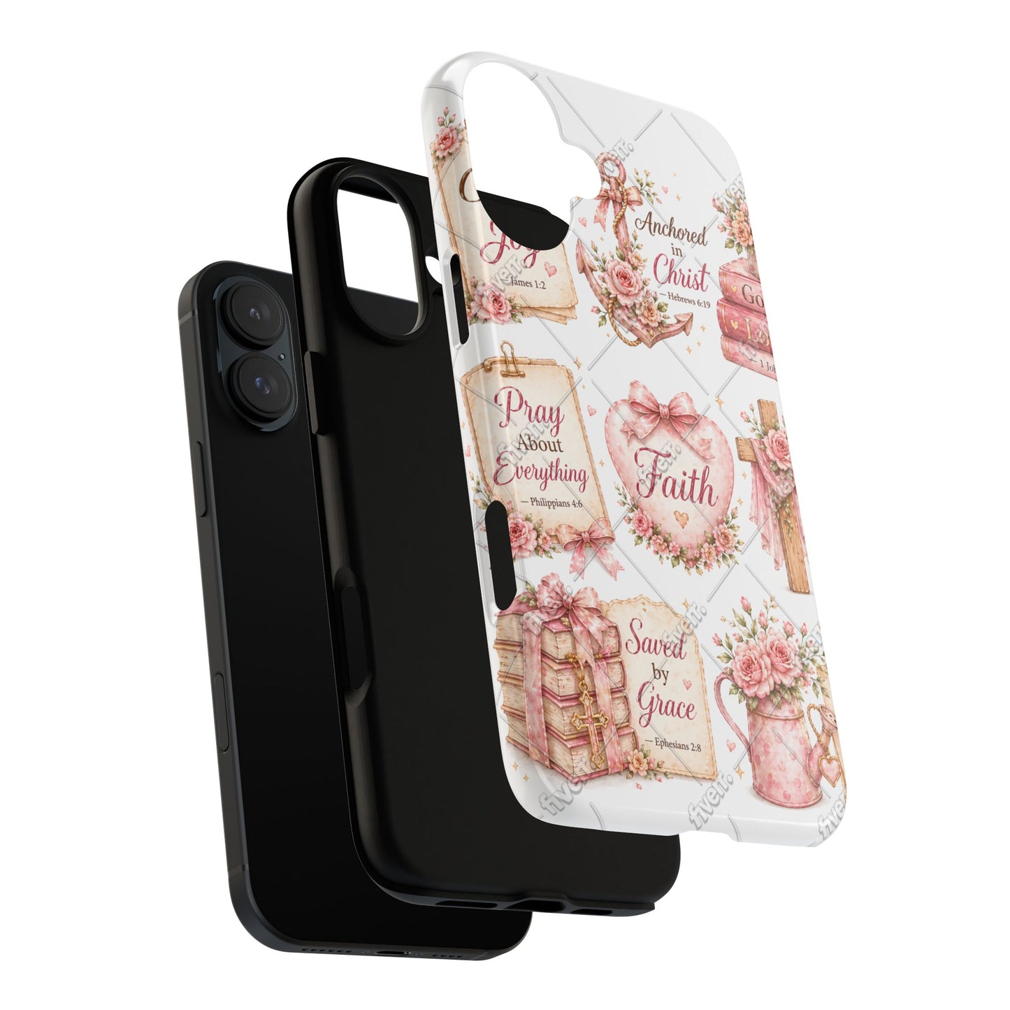 Faith Floral Phone Case – Christian Inspirational Scripture iPhone Cover (Choose Joy, Pray, Faith)