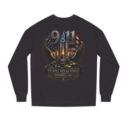 9/11 We Will Never Forget Crewneck Sweatshirt – Memorial Tribute