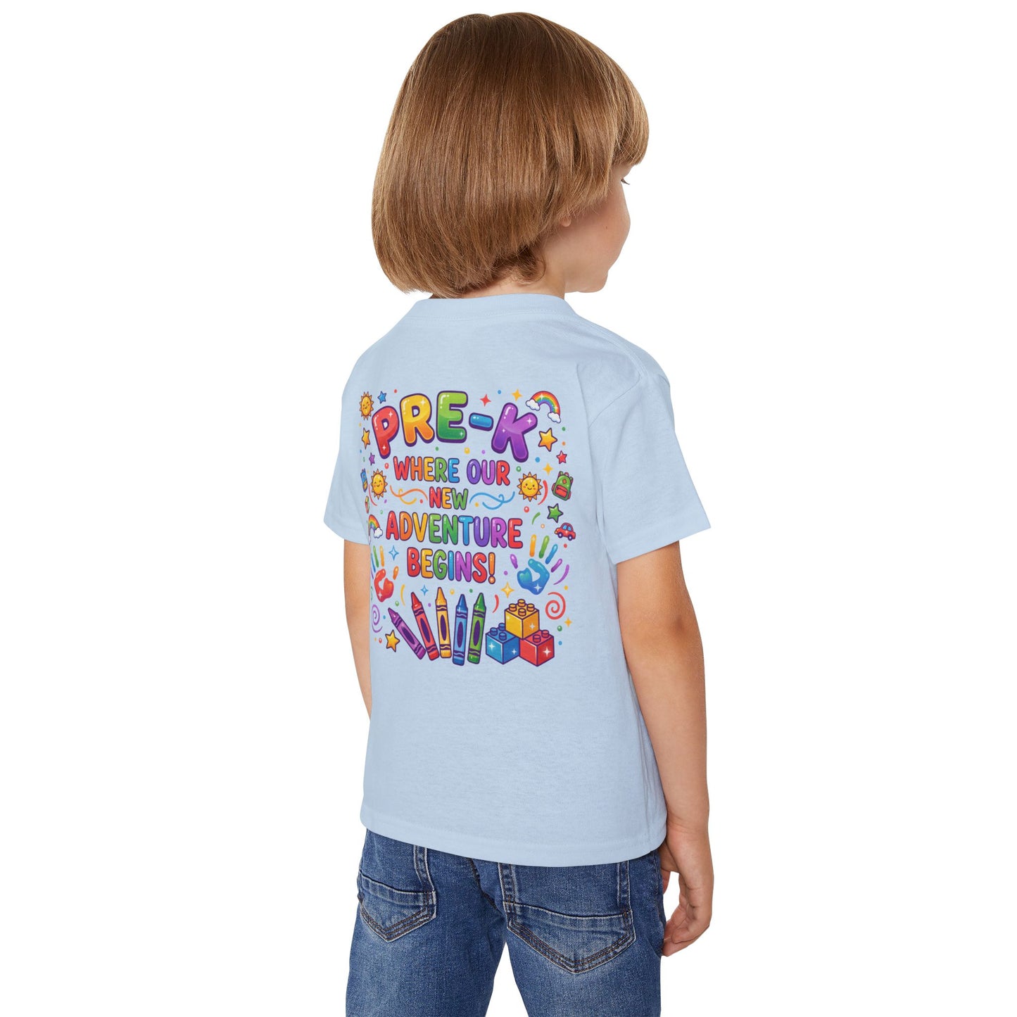 Toddler T‑Shirt — "Pre-K: Where Our New Adventure Begins!" Colorful Back-to-School Tee
