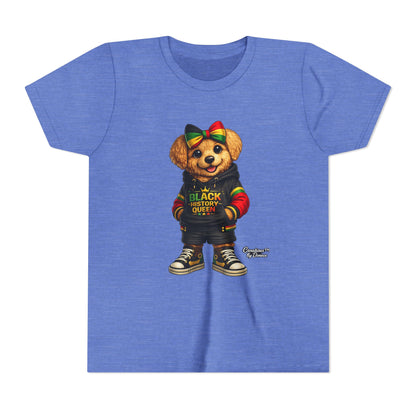 Youth Tee — Black History Queen Bear Graphic T-Shirt