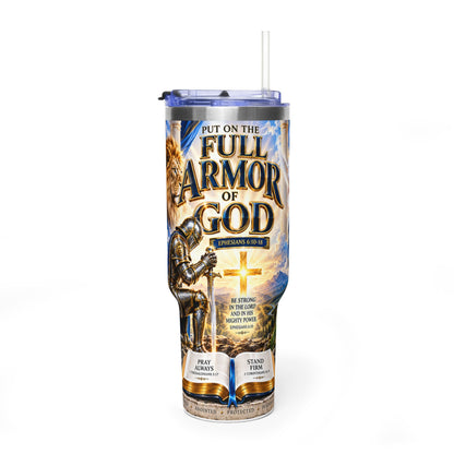 Armor of God 40oz Thermal Tumbler — Christian Inspirational Travel Mug